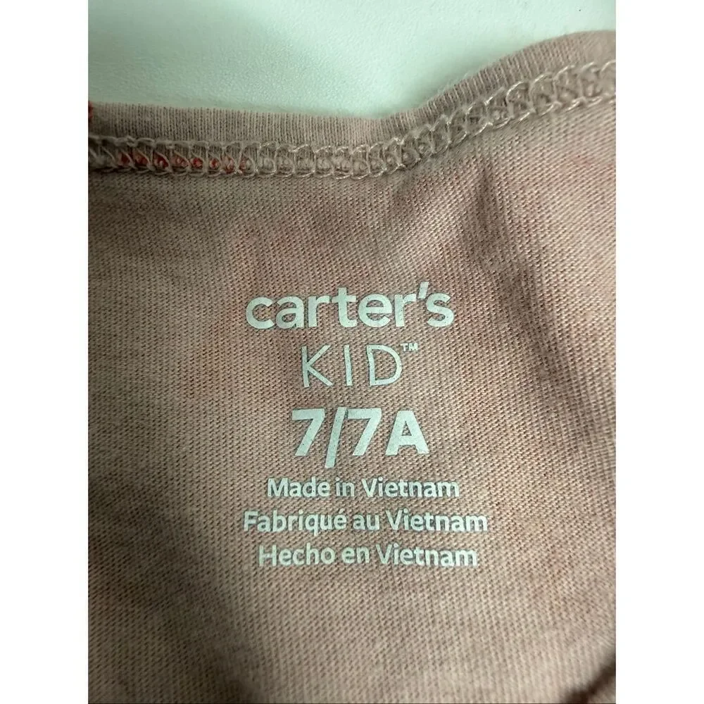 Carter’s Girls Floral Pink Dress Size 7 Cotton